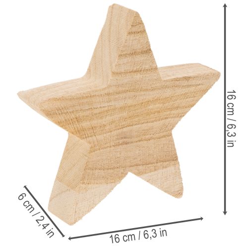 Castiçal rústico de madeira em formato de estrela para velas finas, 16 cm | Floristik24.pt