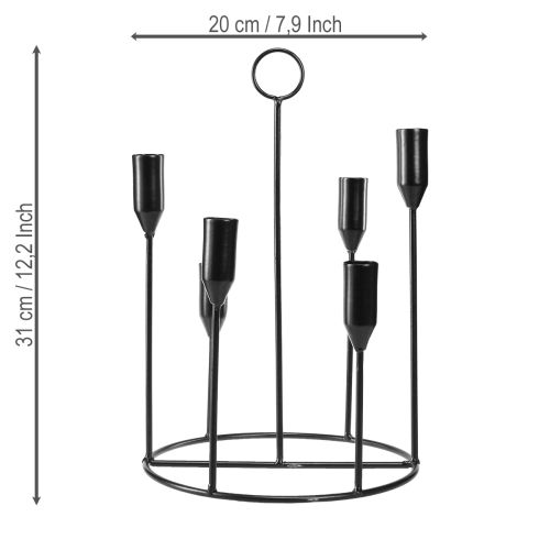 Itens Castiçal de metal para 6 velas, preto, Ø20 cm, A31 cm