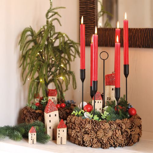 Castiçal de metal para 6 velas, preto, Ø20 cm, A31 cm