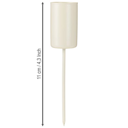 Itens Porta-vela de metal em bastão, bege, A11cm, 4 peças