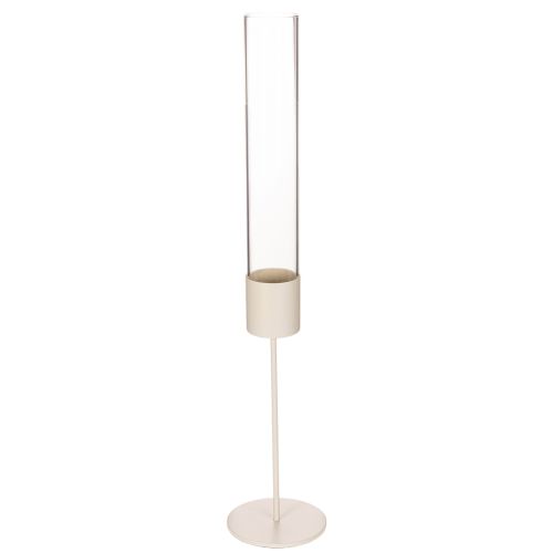 Castiçal com cilindro de vidro sobre base metálica de 50 cm comprar | Floristik24.pt