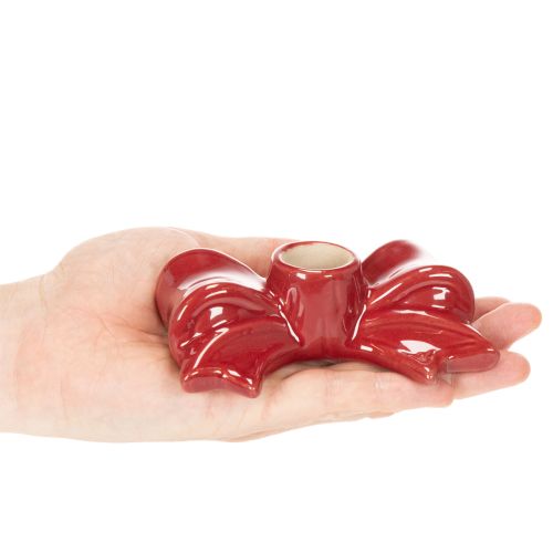 Castiçais vermelhos em formato de laço para velas cônicas de 11 cm, 2 peças | Floristik24.pt
