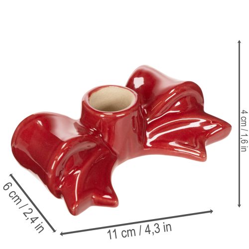 Castiçais vermelhos em formato de laço para velas cônicas de 11 cm, 2 peças | Floristik24.pt