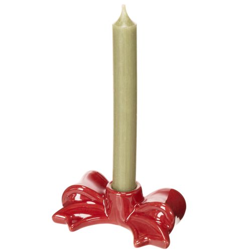 Castiçais vermelhos em formato de laço para velas cônicas de 11 cm, 2 peças | Floristik24.pt