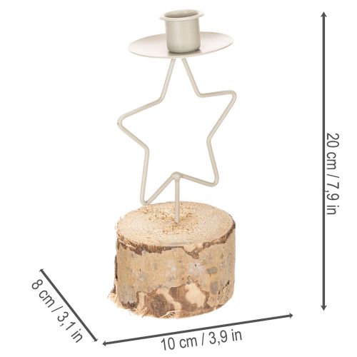Castiçal em formato de estrela com base de madeira para vela de 20 cm. | Floristik24.pt