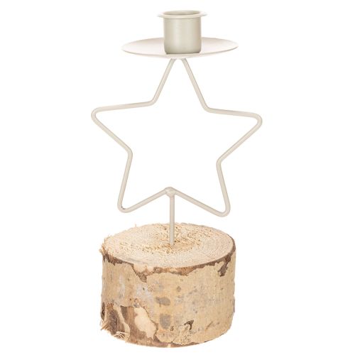 Castiçal em formato de estrela com base de madeira para vela de 20 cm. | Floristik24.pt