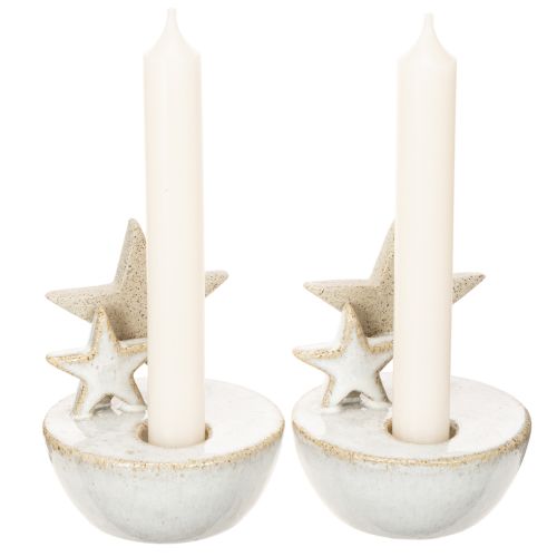 Castiçais de cerâmica em formato de estrela, decoração natalina, 11 cm, 2 peças. | Floristik24.pt