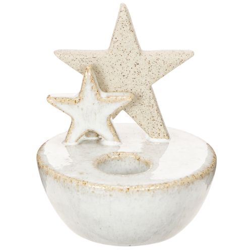 Castiçais de cerâmica em formato de estrela, decoração natalina, 11 cm, 2 peças. | Floristik24.pt