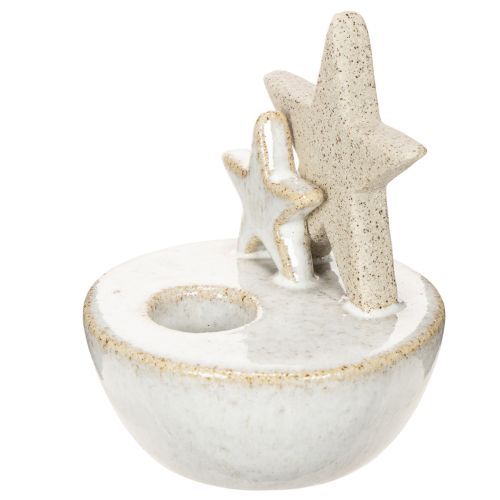 Castiçais de cerâmica em formato de estrela, decoração natalina, 11 cm, 2 peças. | Floristik24.pt