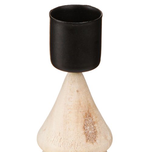 Itens Porta-velas decoração de árvore de Natal madeira natural H13cm 4 peças