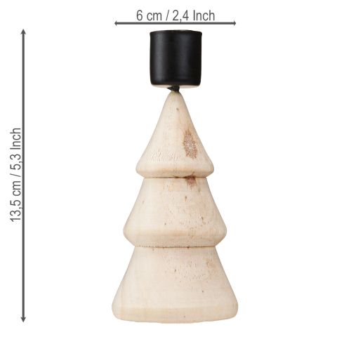 Itens Porta-velas decoração de árvore de Natal madeira natural H13cm 4 peças