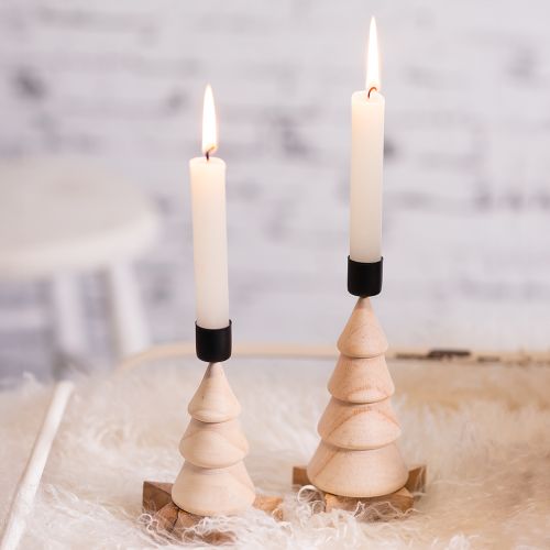 Floristik24 Porta-velas decoração de árvore de Natal madeira natural H13cm 4 peças
