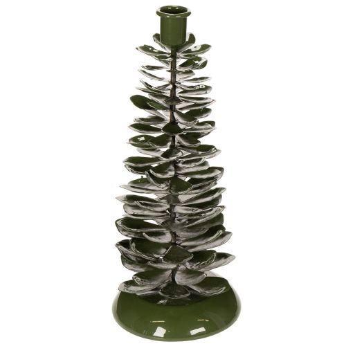 Castiçal em forma de árvore de Natal, decoração em metal verde, 28 cm