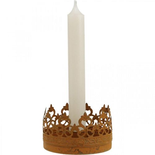 Floristik24 Castiçal de metal, castiçal coroa ferrugem Ø8,5cm 4uds