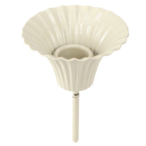 Porta-velas cônico com haste em metal cinza Ø7,5cm H10,5cm 2 unidades
