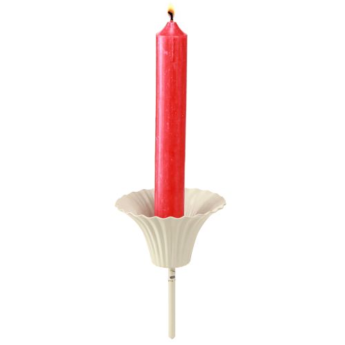 Itens Porta-velas cônico com haste em metal cinza Ø7,5cm H10,5cm 2 unidades