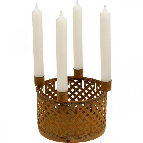 Floristik24 Suporte de vela metal decorativo cesta de metal ferrugem Ø16.5cm H12.5cm