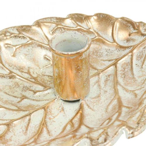 Floristik24 Castiçal Prato Folhagem Dourado Vintage 26x16x6cm