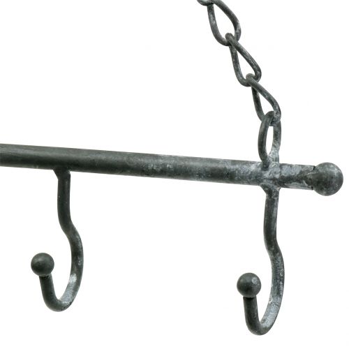 Floristik24 Barra de ganchos para pendurar cinza 50cm Alt.55cm