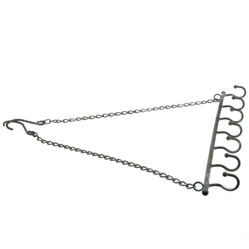 Floristik24 Barra de ganchos para pendurar cinza 50cm Alt.55cm