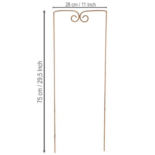 Itens Treliça, suporte para plantas trepadeiras, elemento decorativo curvo para canteiros e vasos de plantas, 75 cm