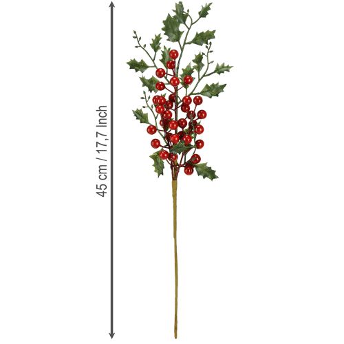 Itens Ramo de azevinho de Natal com bagas artificiais Ilex 45cm 6 peças