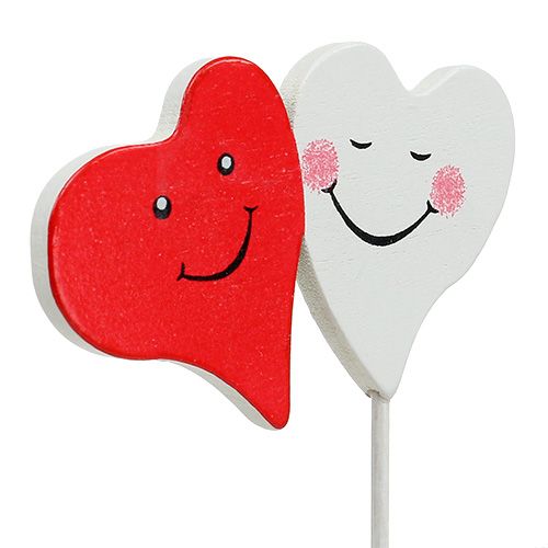 Itens Plug duplo coração vermelho, branco 8cm x 5cm 12pcs