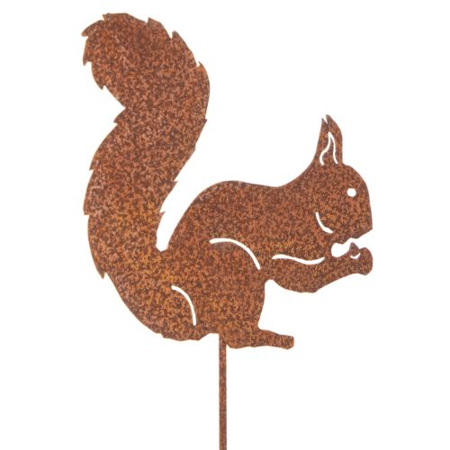 Estaca de jardim decorativa em forma de esquilo, estilo ferrugem, para canteiros e vasos de flores, 52 cm, pacote com 2 unidades.