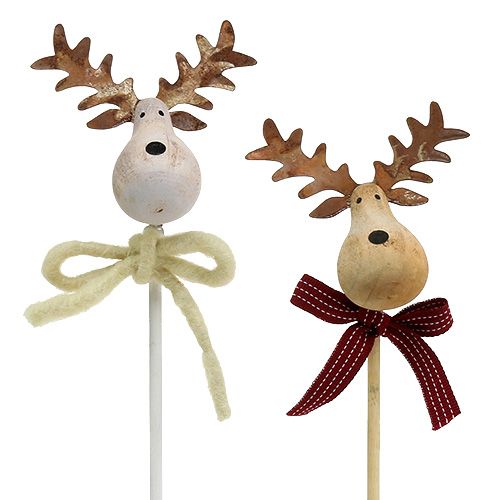 Floristik24 Plug elk nature, branco 7cm L30cm 8pcs