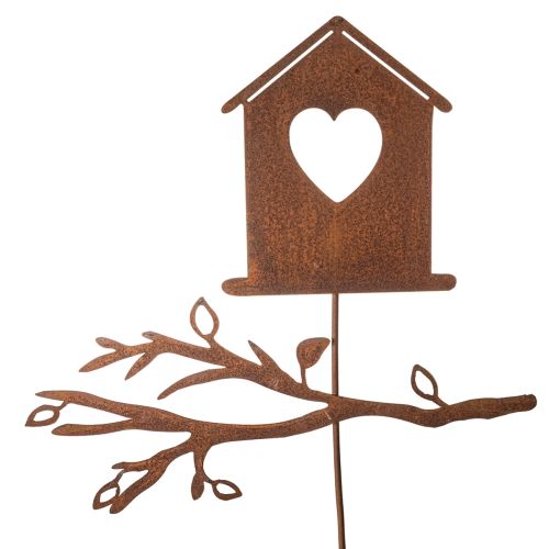 Casinha de pássaros rústica para jardim, com formato de coração e galho, 100 cm