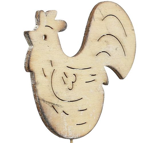 Floristik24 Plugue galo de madeira, galinha 7cm - 8,5cm 2pcs