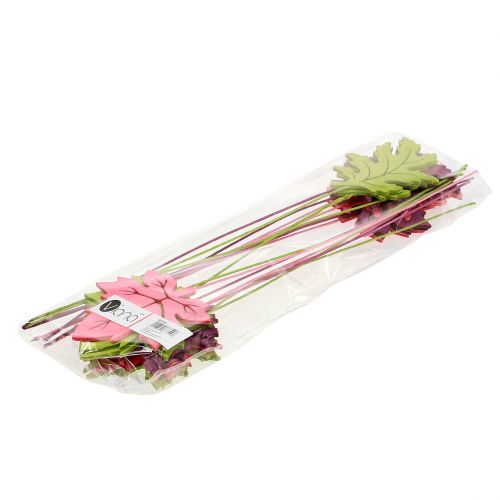 Floristik24 Folha decorativa rosa, verde, bordeaux 8cm 18 un