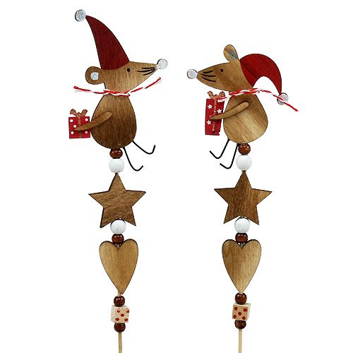 Floristik24 Plugue com mouse natural, vermelho L30cm 8pcs