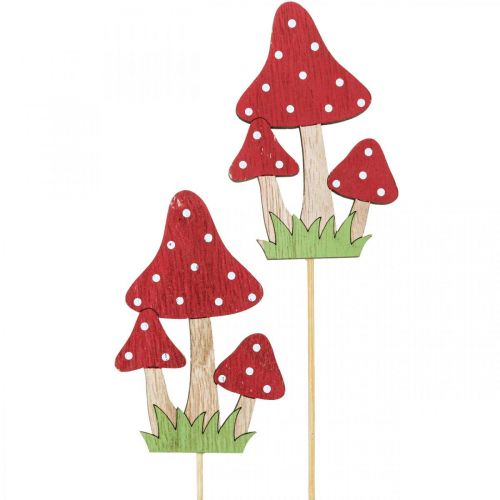Floristik24 Flor plug fly agaric decoração cogumelo decoração de outono 10cm 18 unidades