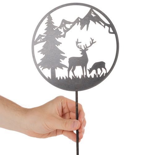 Estaca decorativa, animais da floresta, veado e pinheiro, 100 cm | Floristik24.pt
