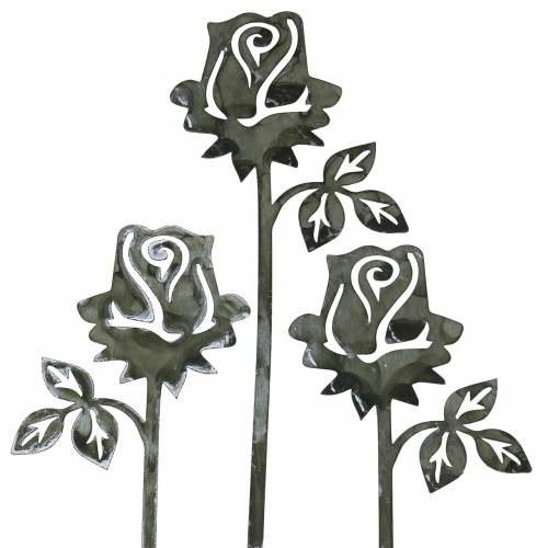 Floristik24 Pino de metal rosa prata cinza, metal lavado branco 20cm × 8cm 12pcs