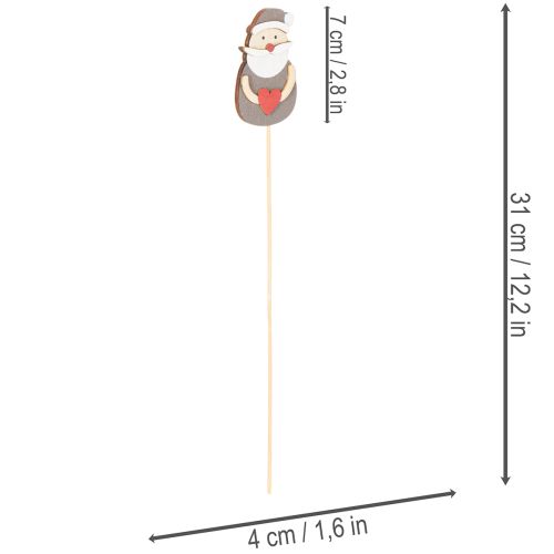 Estacas decorativas de Papai Noel para arranjos florais e vasos de plantas, 31 cm, 12 peças | Floristik24.pt