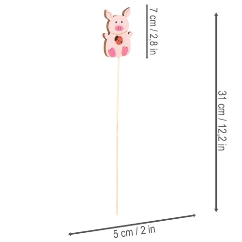 Enfeite decorativo de porquinho com flor, madeira, 31 cm, 16 peças | Floristik24.pt