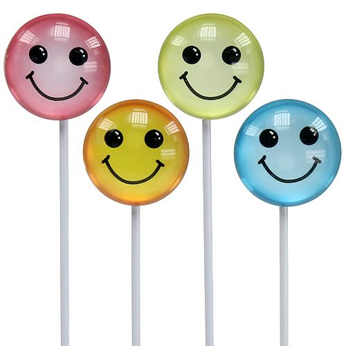 Floristik24 Deco emoticon em bastão cores sortidas 3.5cm 8pcs