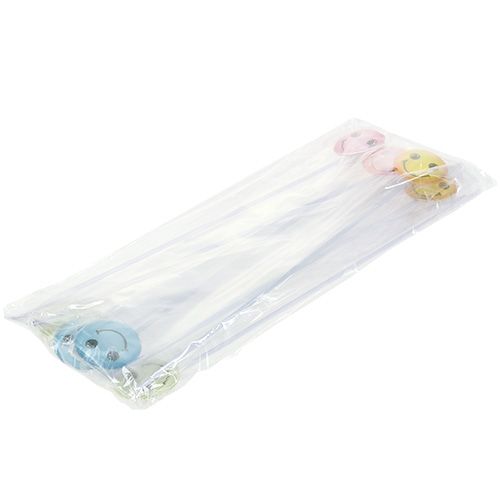 Floristik24 Deco emoticon em bastão cores sortidas 3.5cm 8pcs