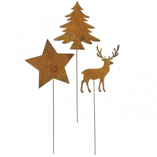 Itens Estaca de jardim pátina veado deco estrela abeto H14/20 3 pçs