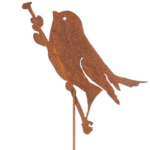 Estaca decorativa para jardim de pássaros, em metal enferrujado, 52 cm | Floristik24.pt