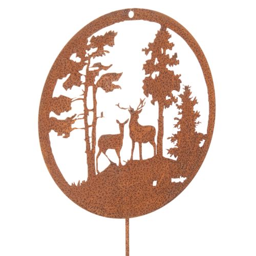 Estaca de jardim, cor ferrugem, redonda, silhueta de veado, decoração de floresta, 53 cm, 2 peças