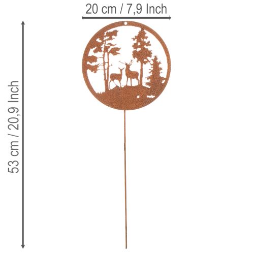 Estaca de jardim, cor ferrugem, redonda, silhueta de veado, decoração de floresta, 53 cm, 2 peças | Floristik24.pt