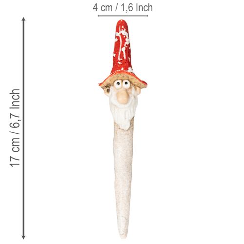 Estatueta de anão para colar, com barba longa e chapéu de cogumelo, decoração, 17 cm, 2 peças | Floristik24.pt