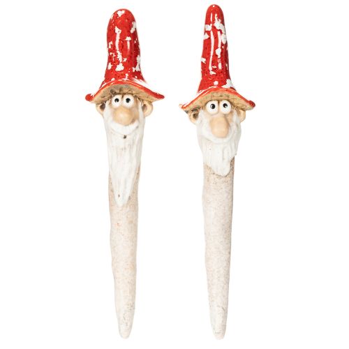 Estatueta de anão para colar, com barba longa e chapéu de cogumelo, decoração, 17 cm, 2 peças | Floristik24.pt