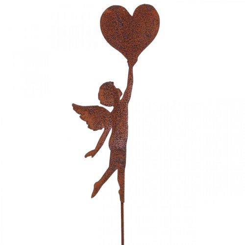 Estaca jardim anjo enferrujado decoração coração dia dos namorados 60cm