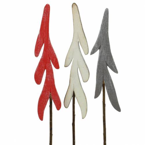 Floristik24 Plugues decorativos vermelho / cinza / branco H42cm 6pcs