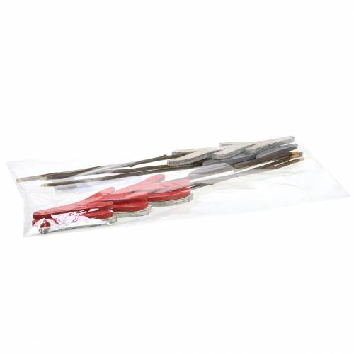 Floristik24 Plugues decorativos vermelho / cinza / branco H42cm 6pcs