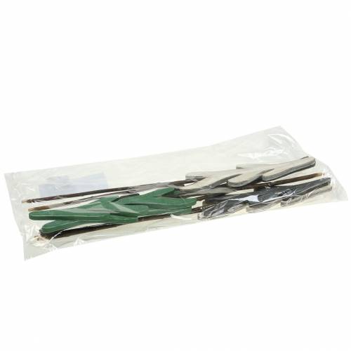 Floristik24 Plugues decorativos verde / cinza / branco H42cm 8pcs